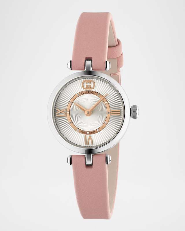 Stainless Steel Model 2000 24mm Watch with Pink Leather Strap